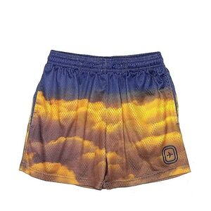 Overtime Boys Mesh Athletic Shorts L Blue Cloud Print Youth 8-10 Basketball Gym